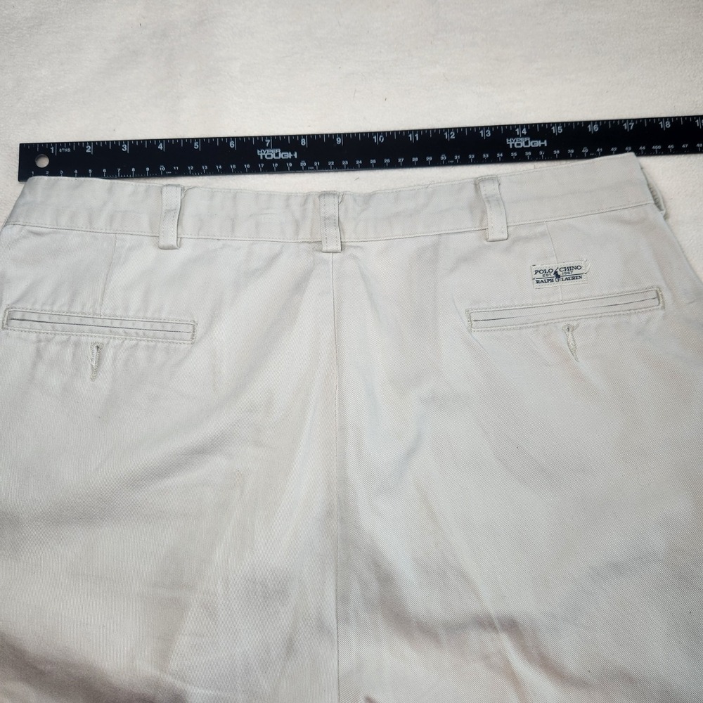 POLO RALPH LAUREN Andrew Short Mens 36 Khaki Pleated Chino Shorts Vintage Y2K - Picture 8 of 8